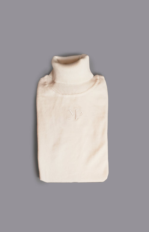 White MP embroidered turtleneck